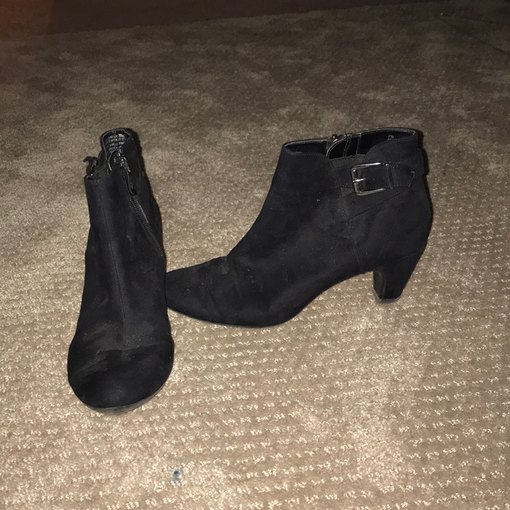 black suede high heel shoes